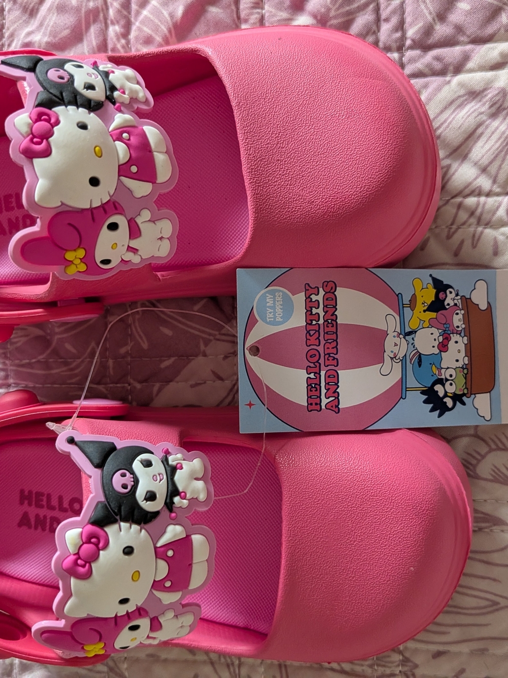 Hello Kitty Bright Pink Kids' Slide Clogs with Character Charms